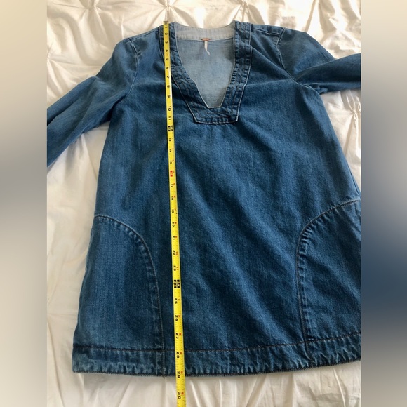 Women's Free People Dreaming of Denim Hendrix Blue XS Long Sleeve Tunic EUC - Picture 10 of 10